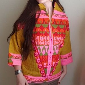 Vintage Psychedelic 60s Sweater Top Neon Ski